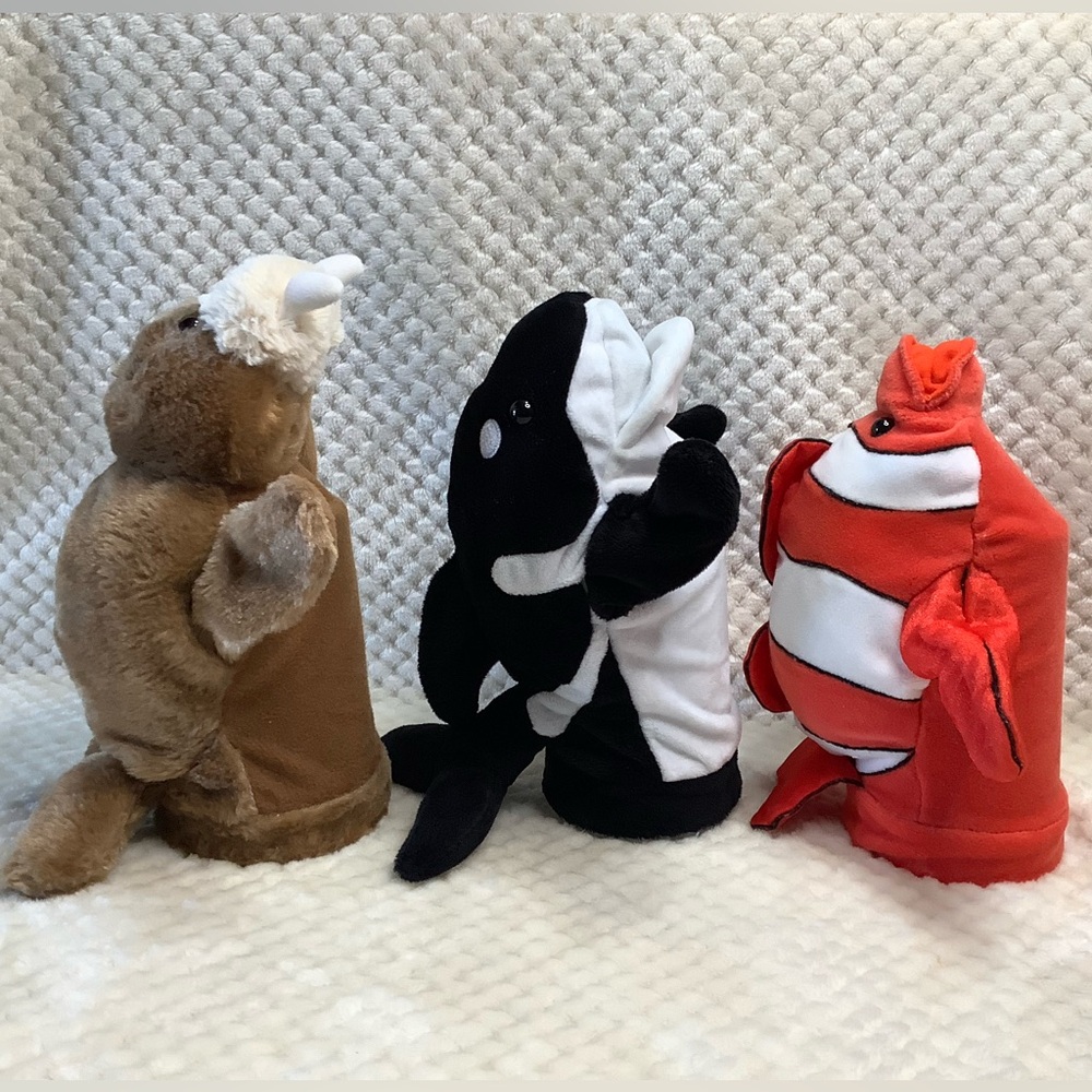 DREAM and CALTOY Set of Three Marine Life Plush Hand Puppets Stuffed Animal Toys